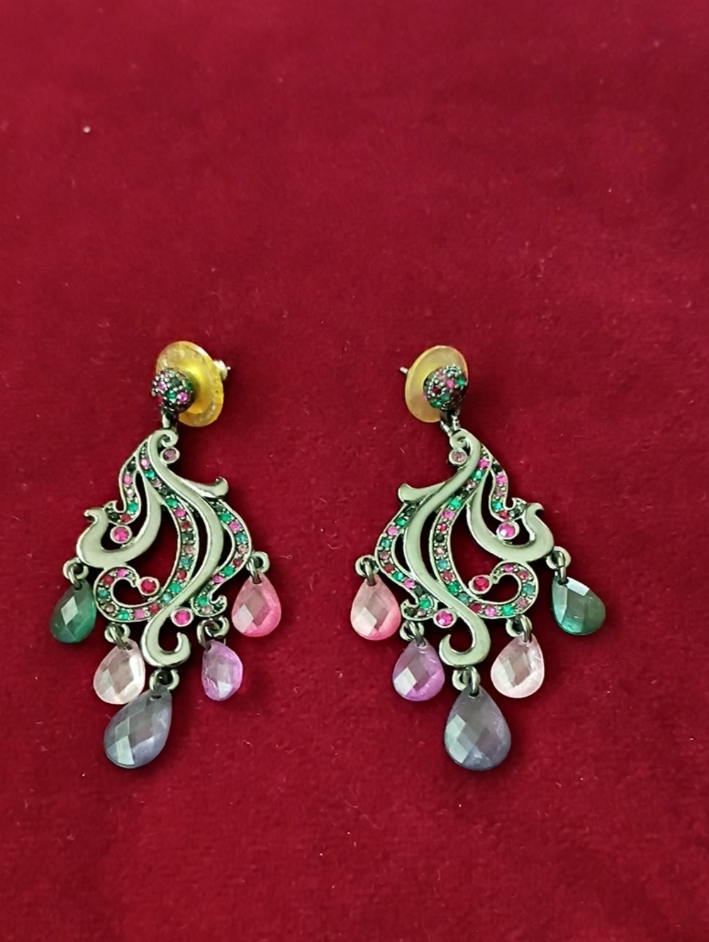 Multicolor Teardrop Filigree Dangle Earrings - Women Jewelry